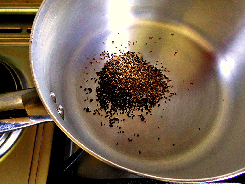 rosting mustard and cumin seeds