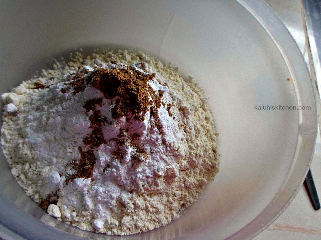 flour,bakingpowder, and nutmeg