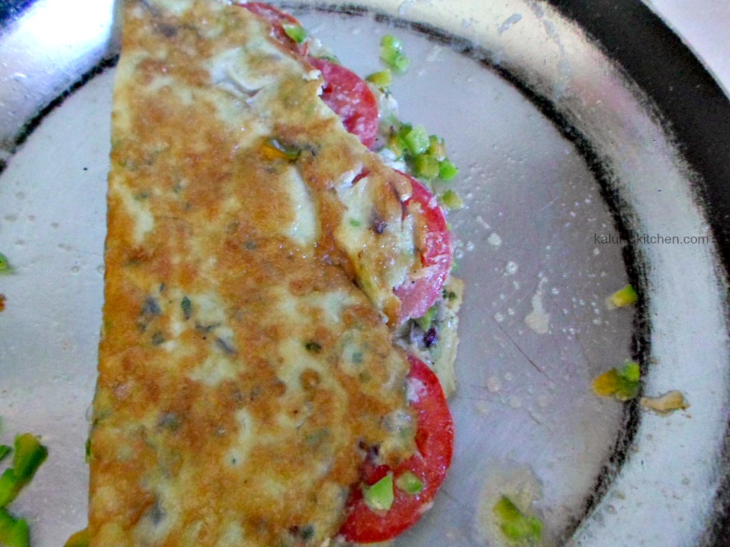 folded omelete with tomato stuffing