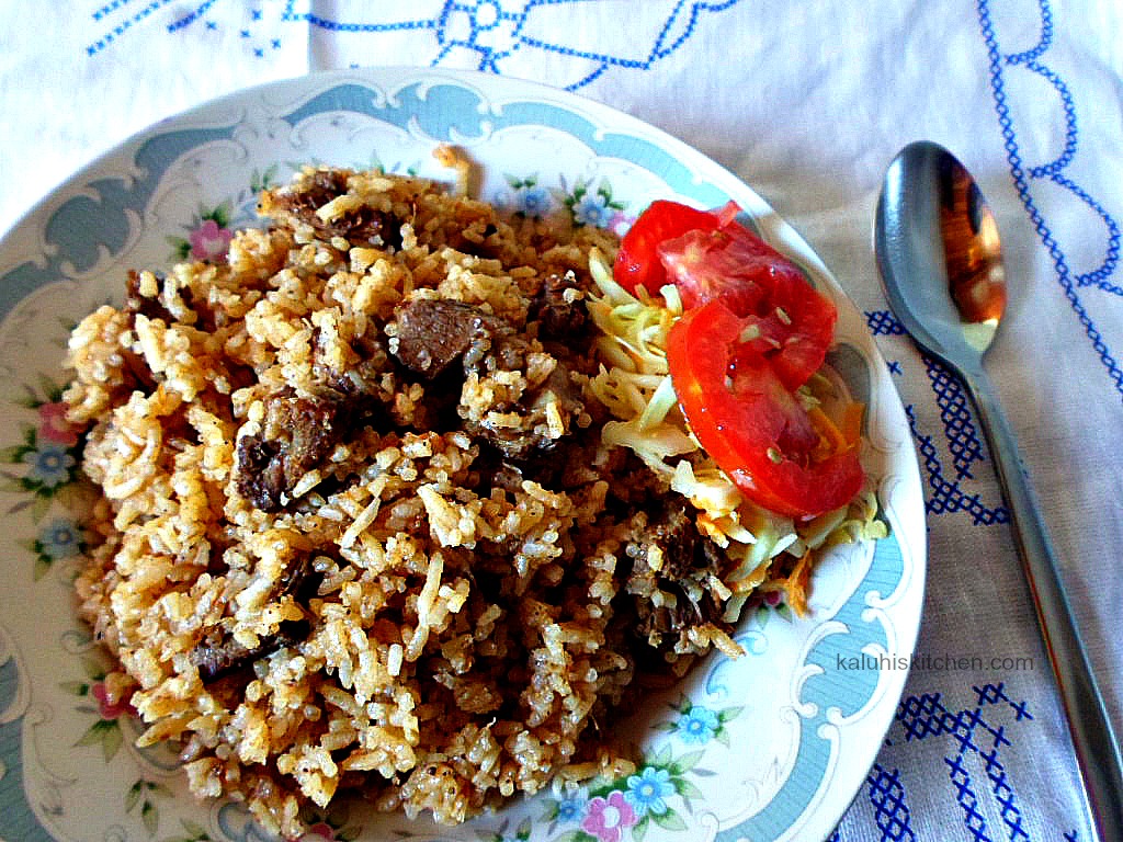 hot beef pilau with coleslaw