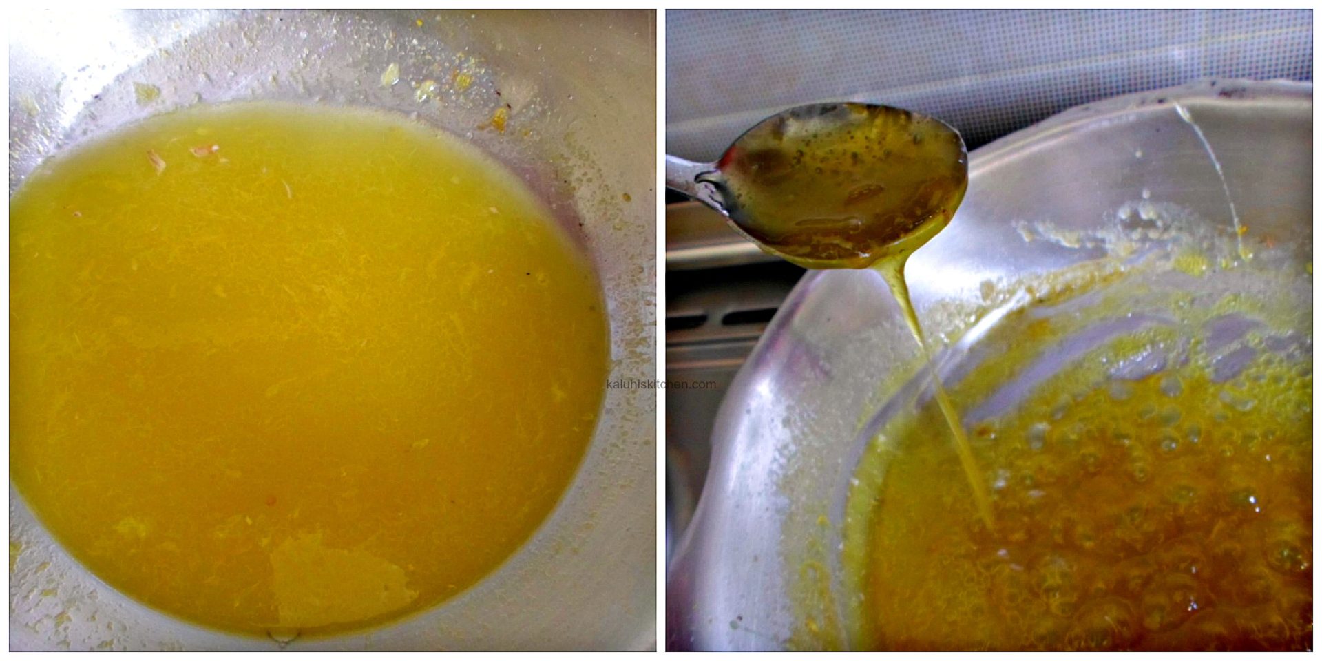 Making orange syrup for raisin pancakes