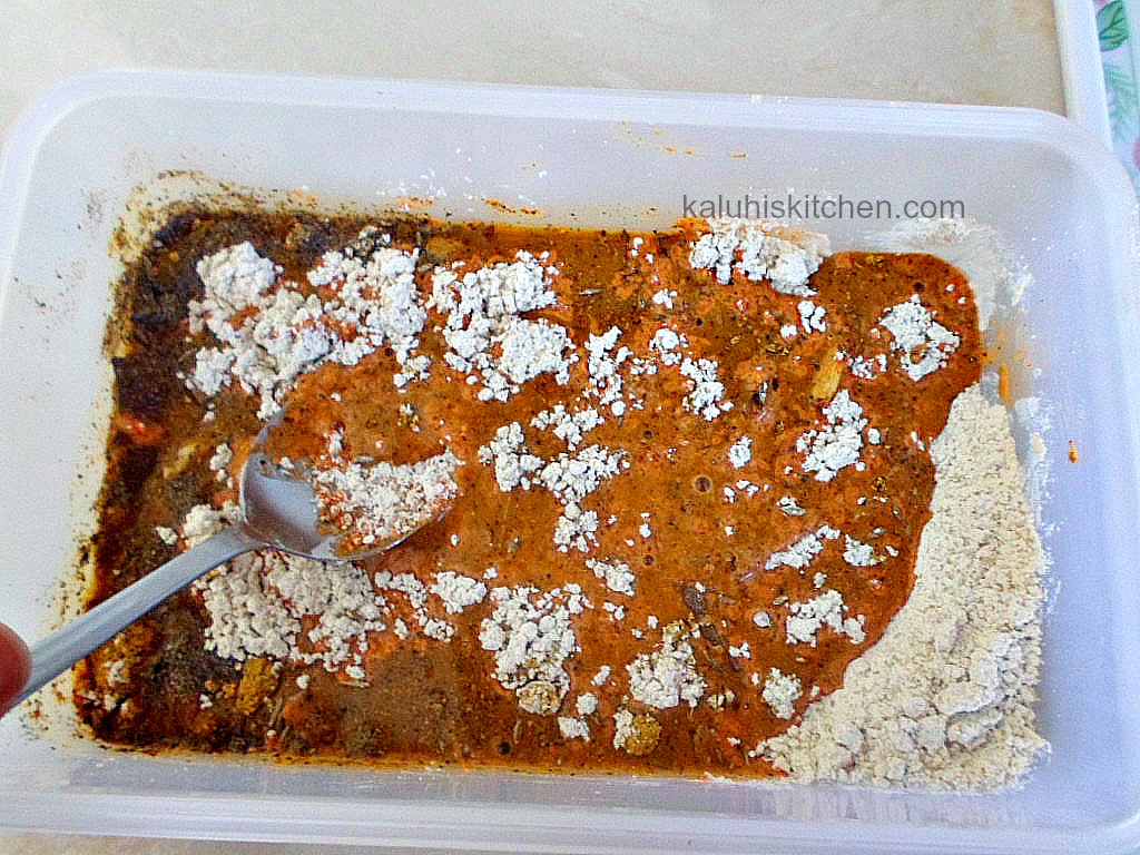 mixing the spice mix preparing for dipping chicken in