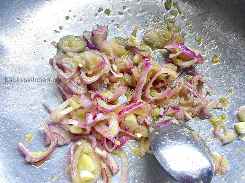 shallow frying onions and garlic
