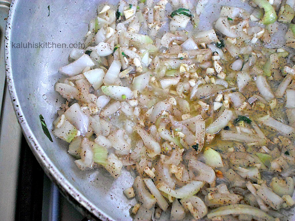 sauteed onions and garlic for making creamed spinach