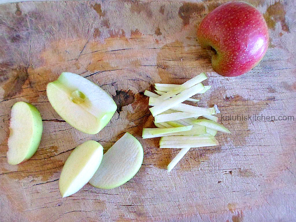 thinely sliced apple for the coleslaw