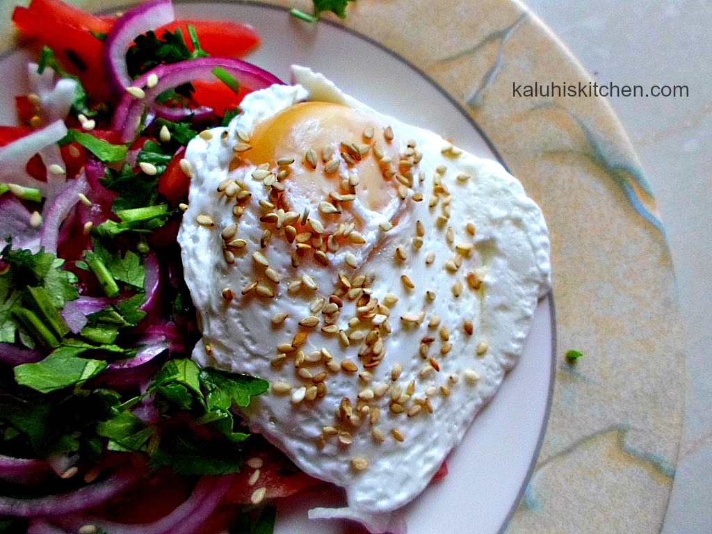 poached egg_kenyan food_egg recipes_poached egg with sesame seeds_poached egg with tomato salsa