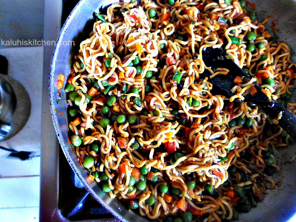 soy sauce with instant noodles for a deeper taste and color_noodles with pea saute