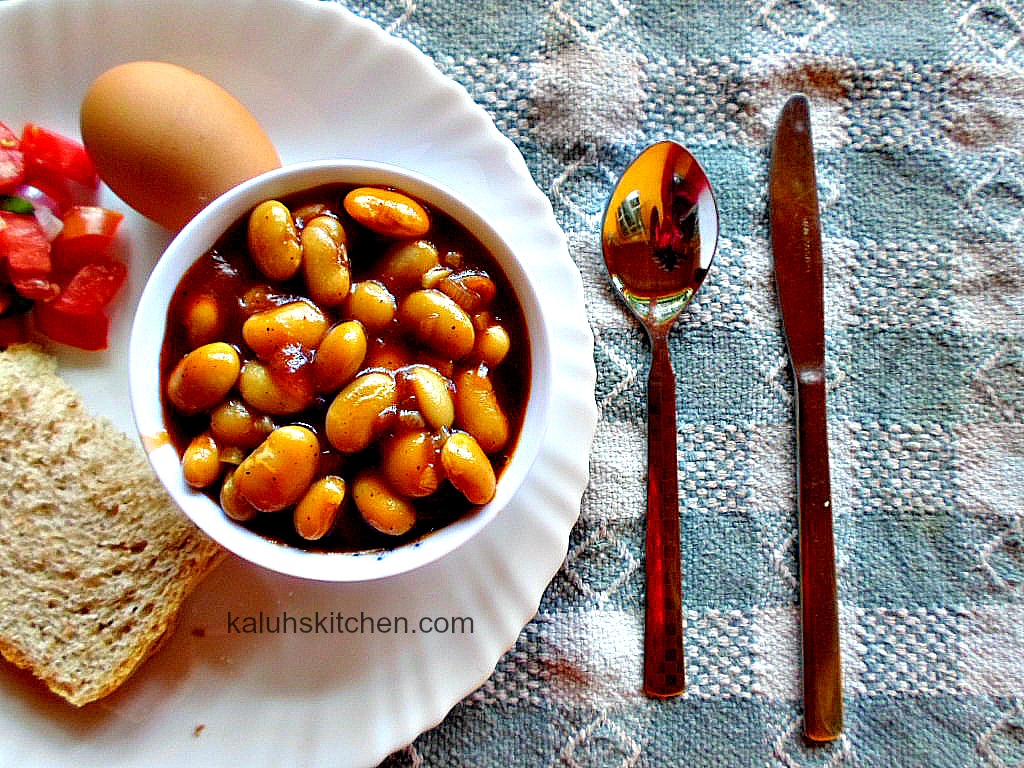 baked beans_healthy breakfast ideas_baked beans with boiled egg and kachumbari