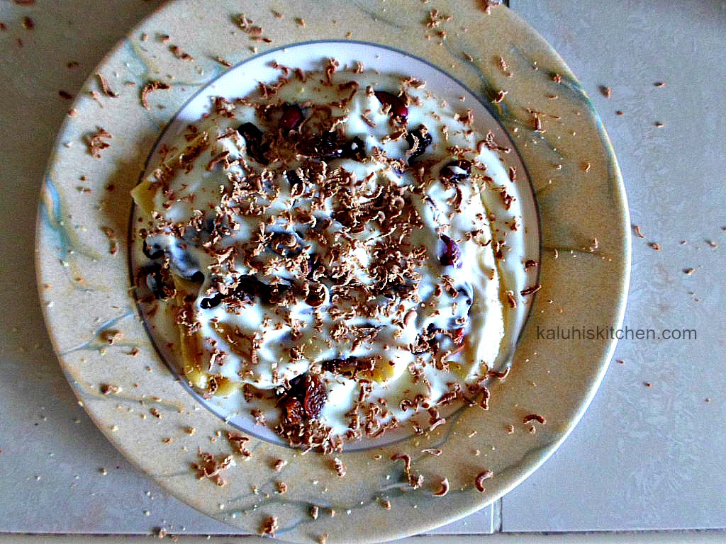 chocolate and raisins banana split delite_banana split_easy dessert_kenyan desserts_kenyan food blog