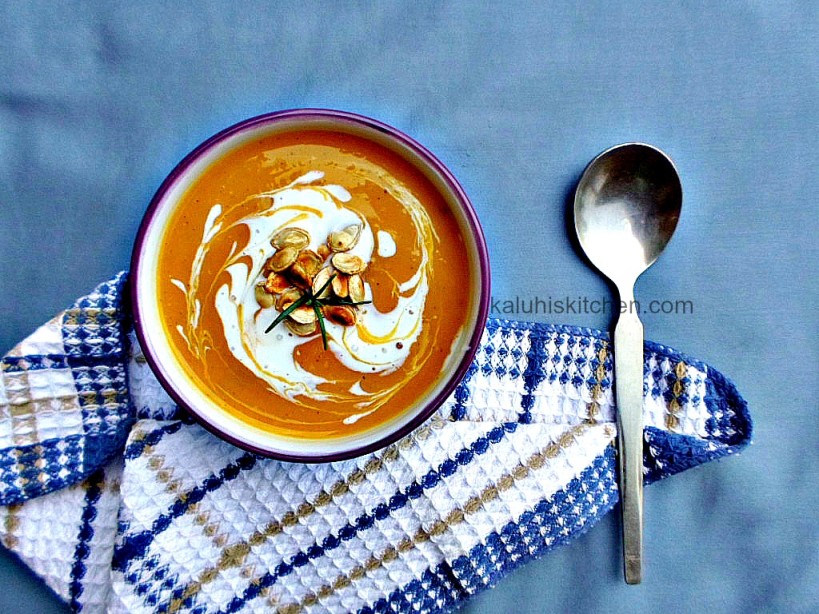 how to make butternut soup as shown by kaluhis kitchen_best butternut soup recipe_butternut soup with toasted seeds