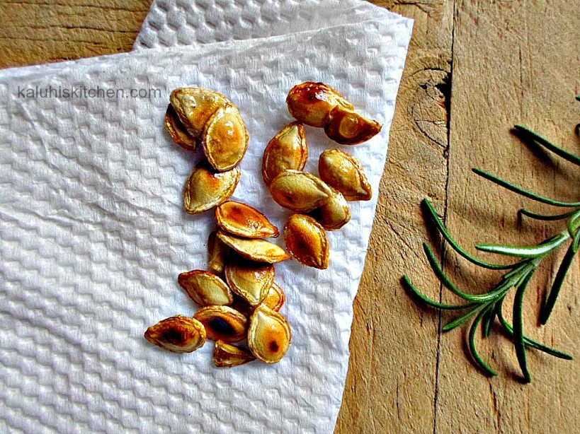 toasted butternut seeds add texture to the buternut soup and also some more nutrients