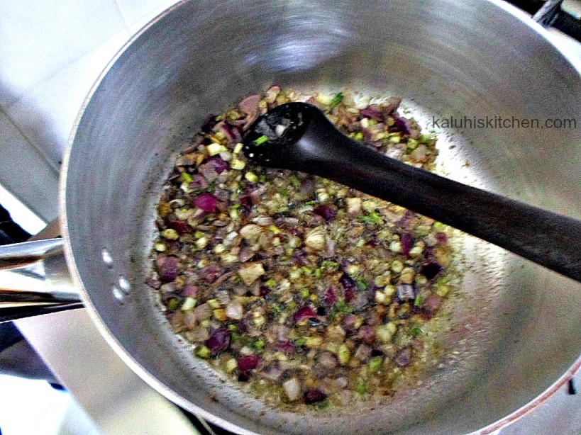 vegetable fried rice_easy recipes_onion and coriander stalk saute_kaluhi adagala_kenyan food blog