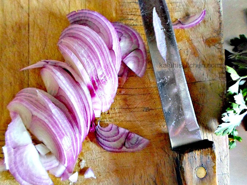finely slices onions for the potato salad adds more flavor and makes them a lot less overwhelming or overpowering
