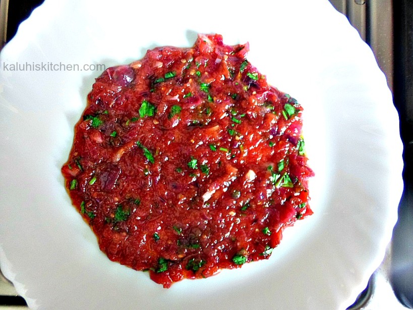 how to plate the mkwaju sauce (tamarind sauce) which will serve as the base of the pan fried fish