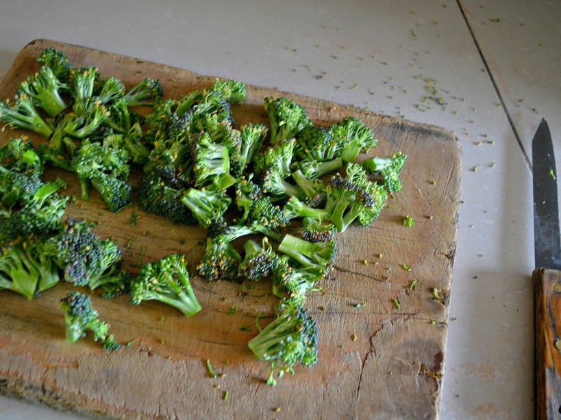 chopping up briccoli into small pieces makes them steam faster and makes the eating process alot lighter and pleasant
