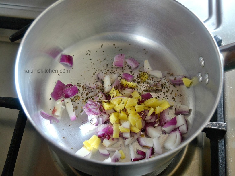 onion, ginger and basil for tomato and ginger soup. sautee the onions until they are soft_kenyan food bloggers