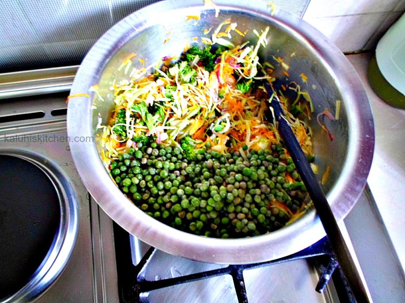 peas and broccoli_peas are added at the end because they are already cooked_kenyan food