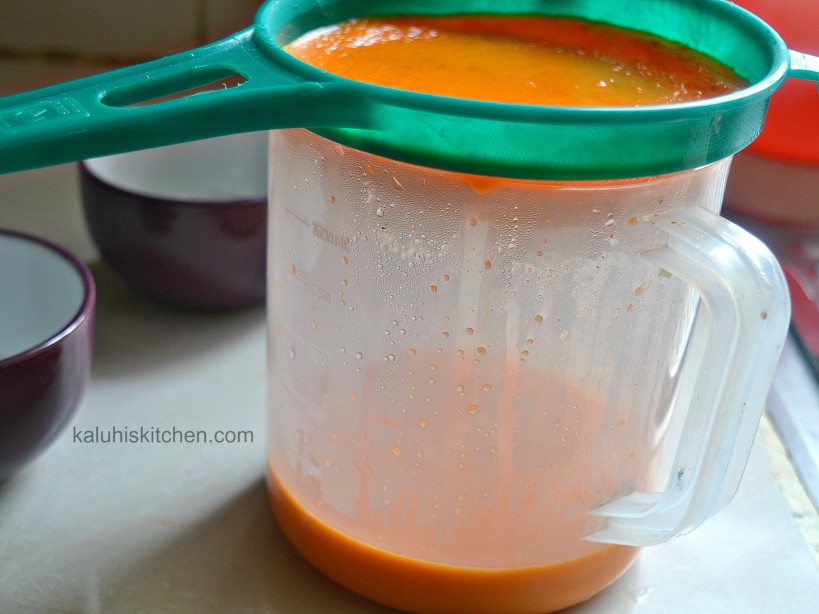 sieving of the tomato soup removes the chunks and seeds that may not have been crushed during the blending process of the tomato soup. kaluhiskitchen.com