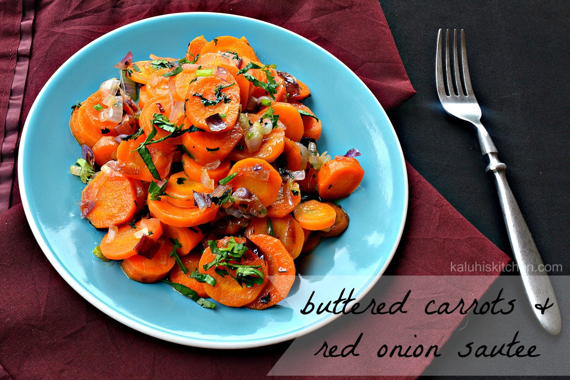 buttered carrots and red onion sautee_how to prepare carrots_easy carrot recipe_kaluhiskitchen.com_