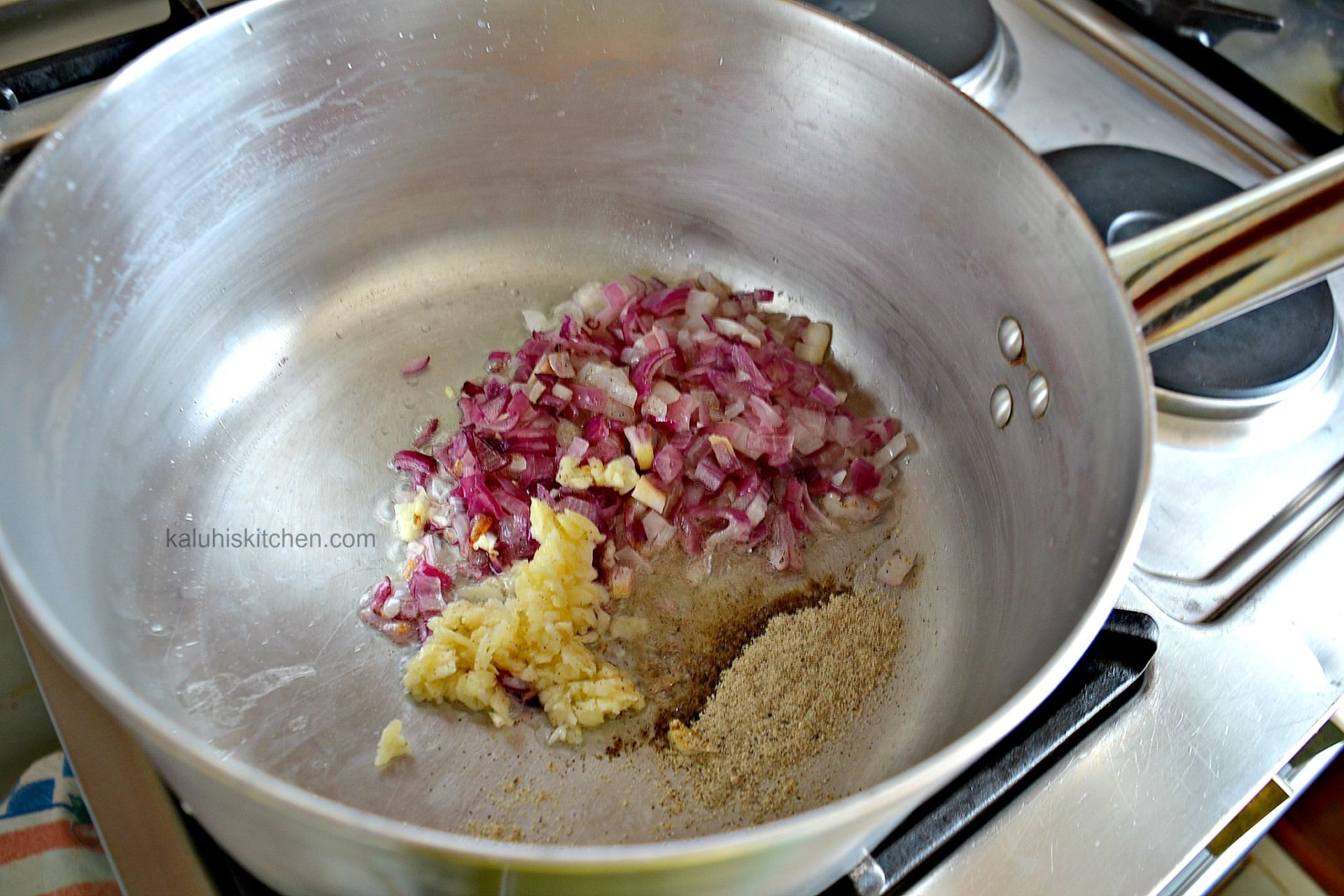 sauteeing the onion and garlic together with the spices allows everything to come together and all the flavors to meld_kaluhiskitchen.com