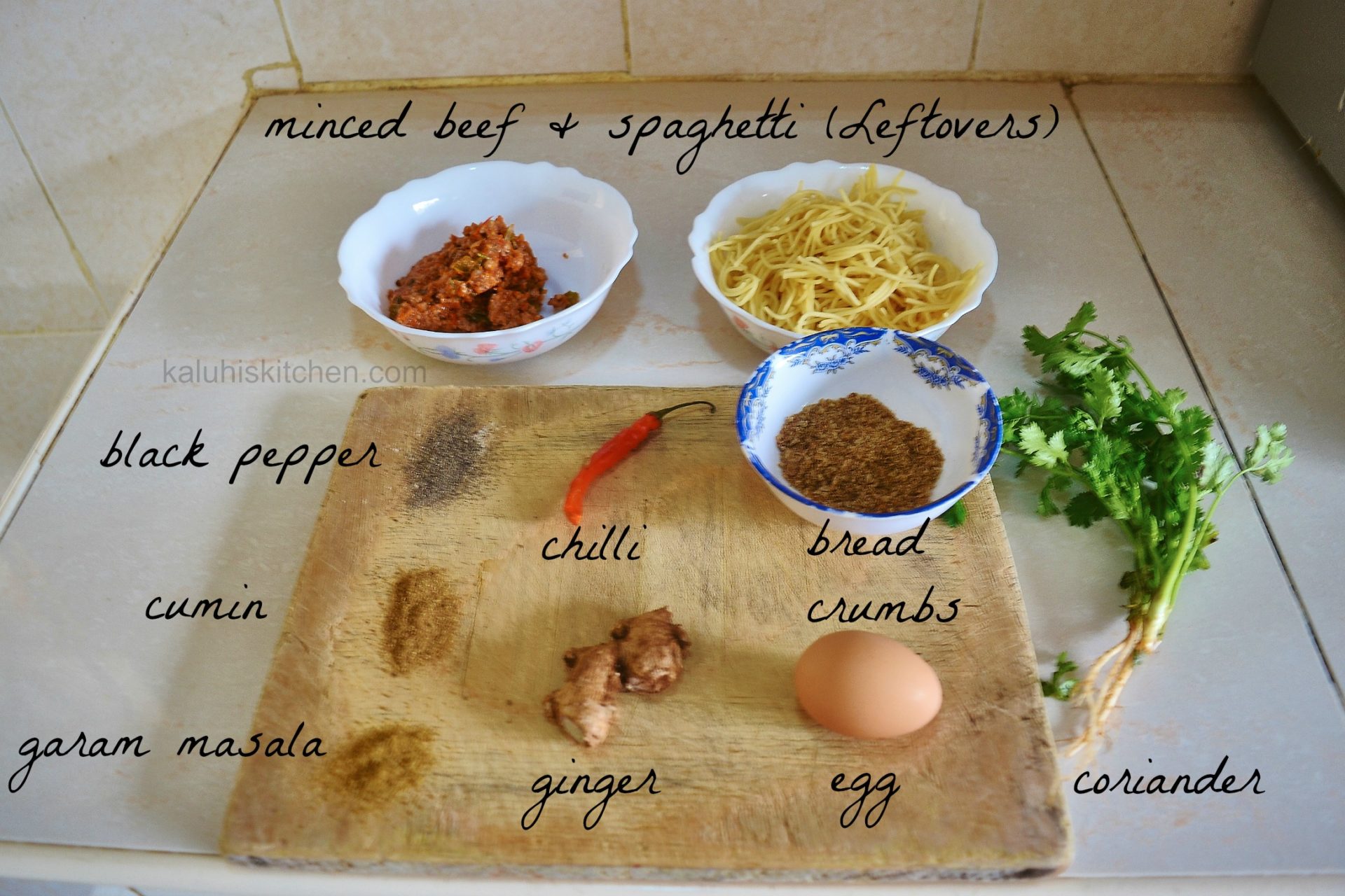 chilli and ginger spaghetti fritter ingredientsrecipe developed by kaluhi adagala of kaluhiskitchen.com