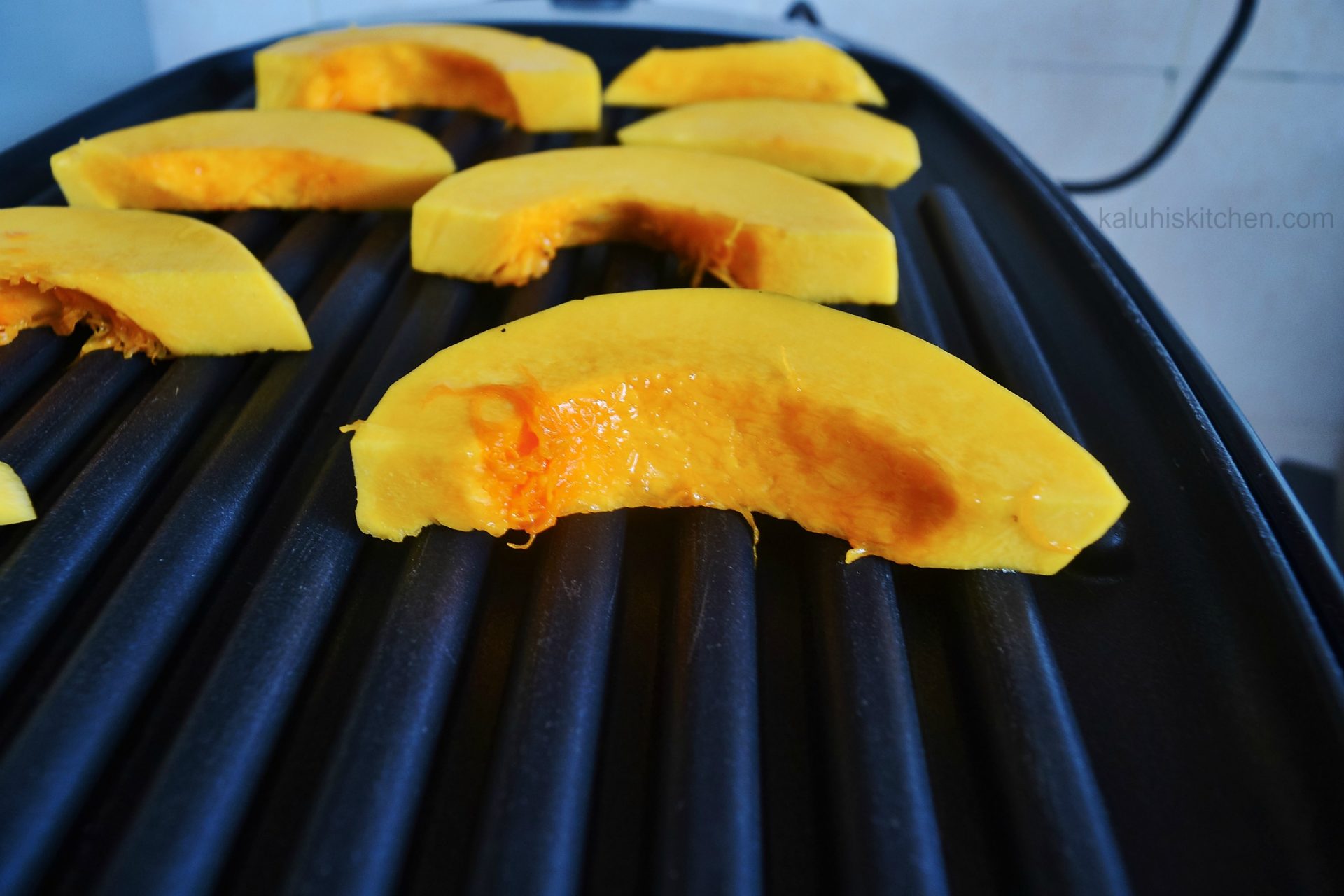 grilling the pumpkin develops the flavor and enhances the sweetnes making the end result very delicious_kaluhiskitchen.com