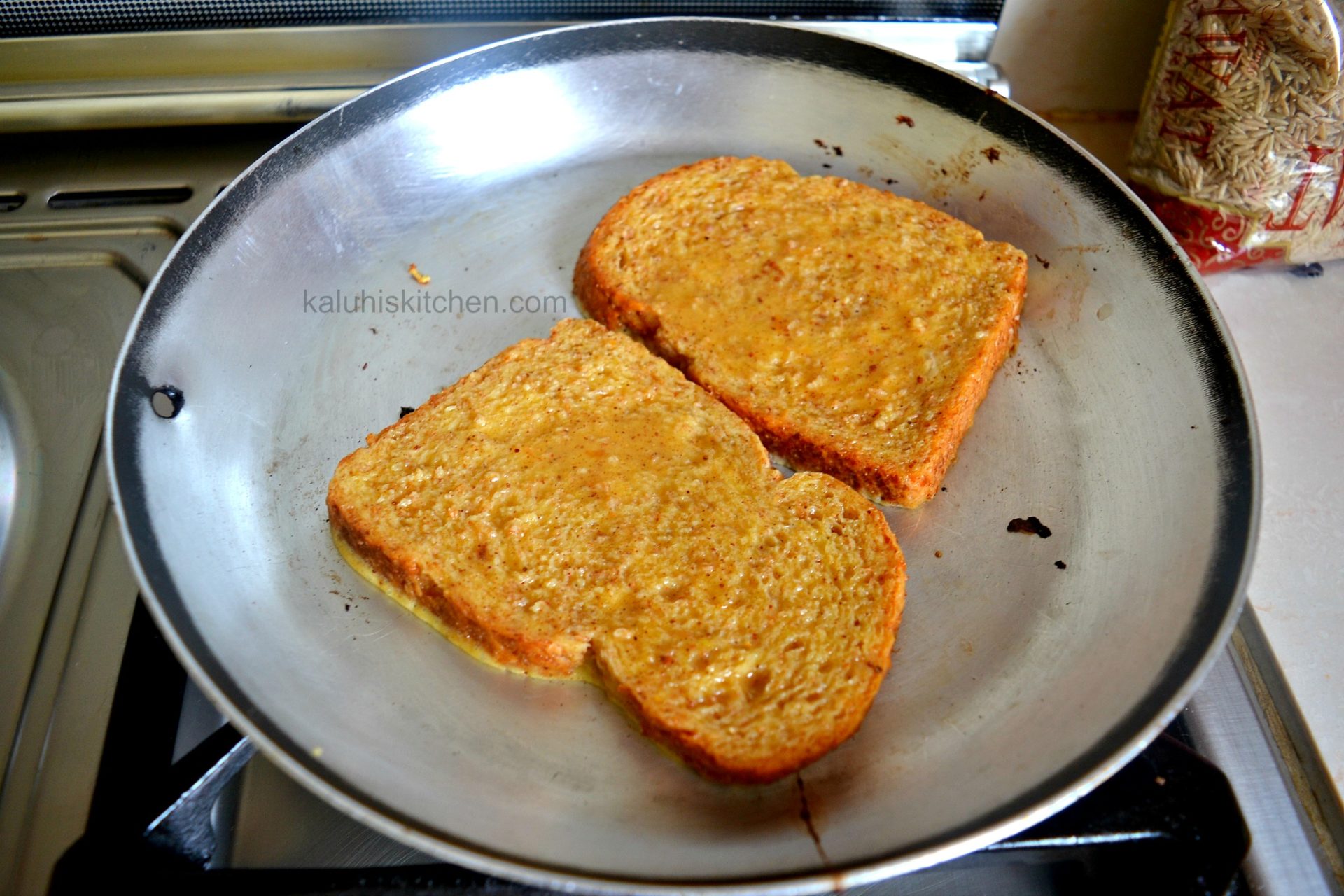 soaking the bread for a short while ensures the bread does not get too soggy_pumpkin and cardamom french toast_kaluhiskitchen.com