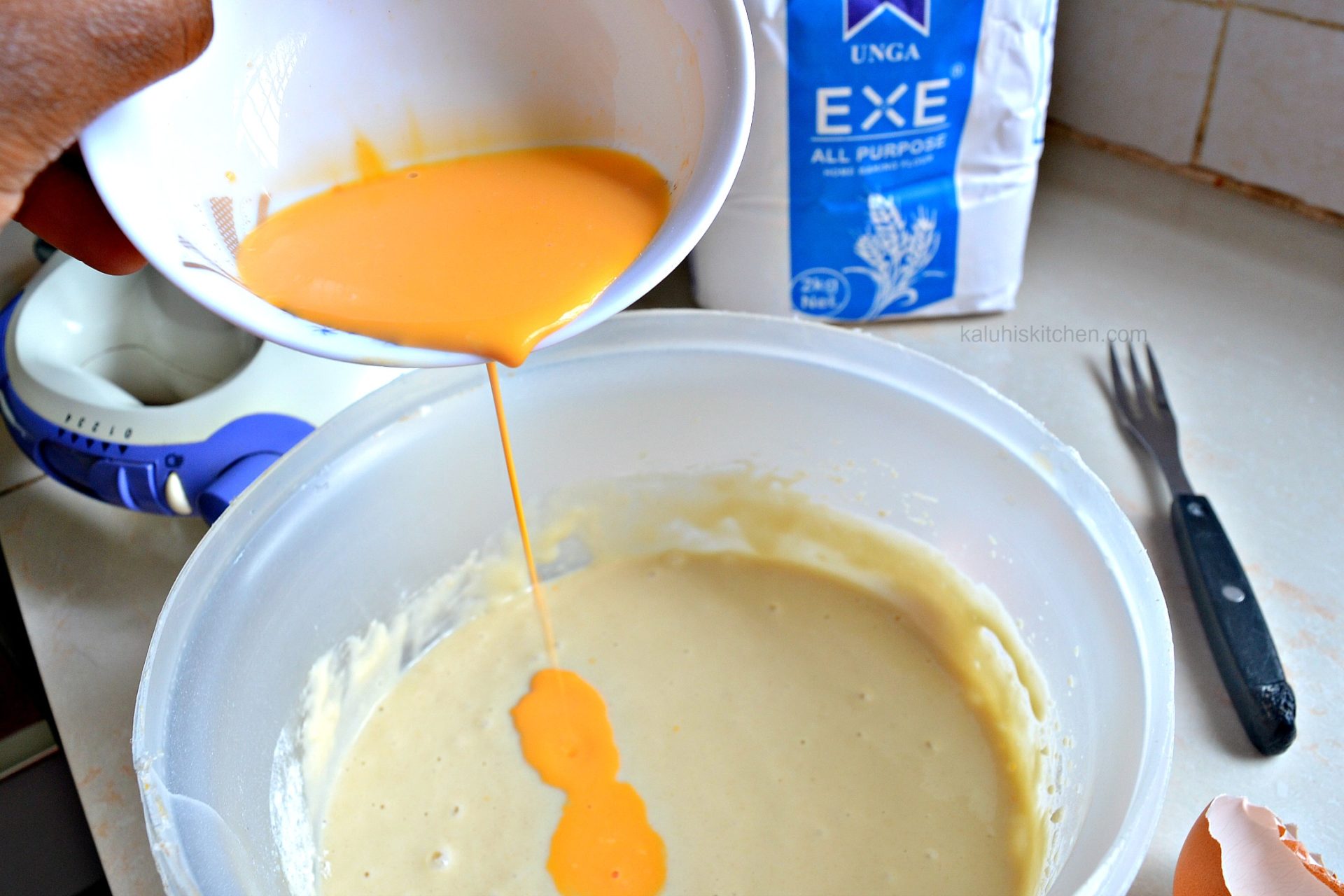 mix the custard with some milk before adidng it to the pancake batter so as to avoid any lumps_kaluhiskitchen.com
