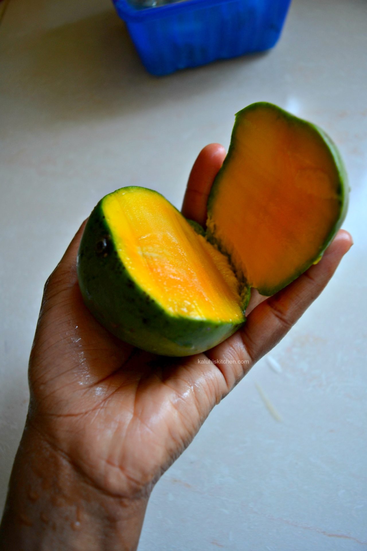 green mango is a common mango variety grown in Kenya and has a distinct taste different form the other srtains ofmango_kaluhiskitchen.com