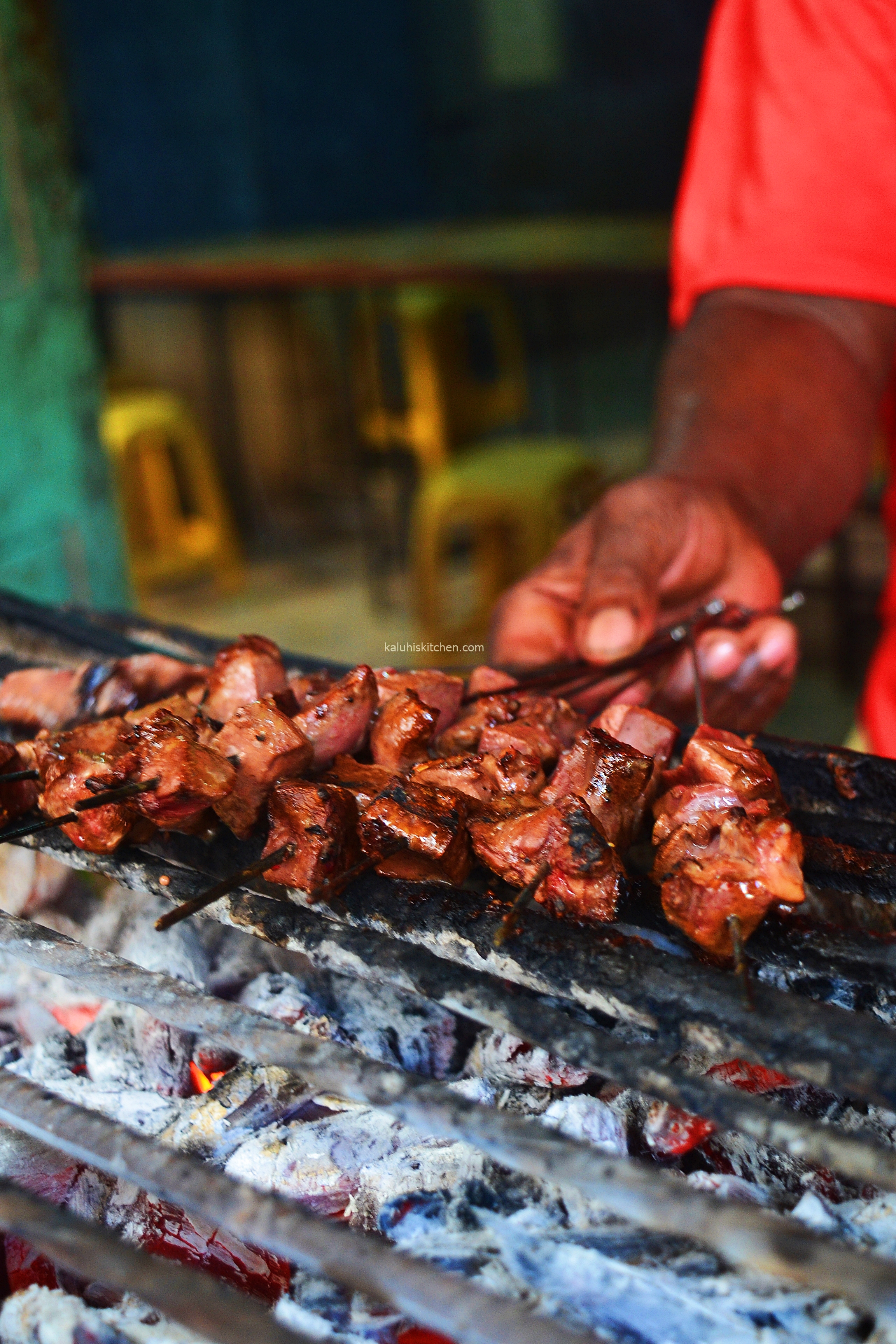 beef mshikaki roasted over embers of charcoal