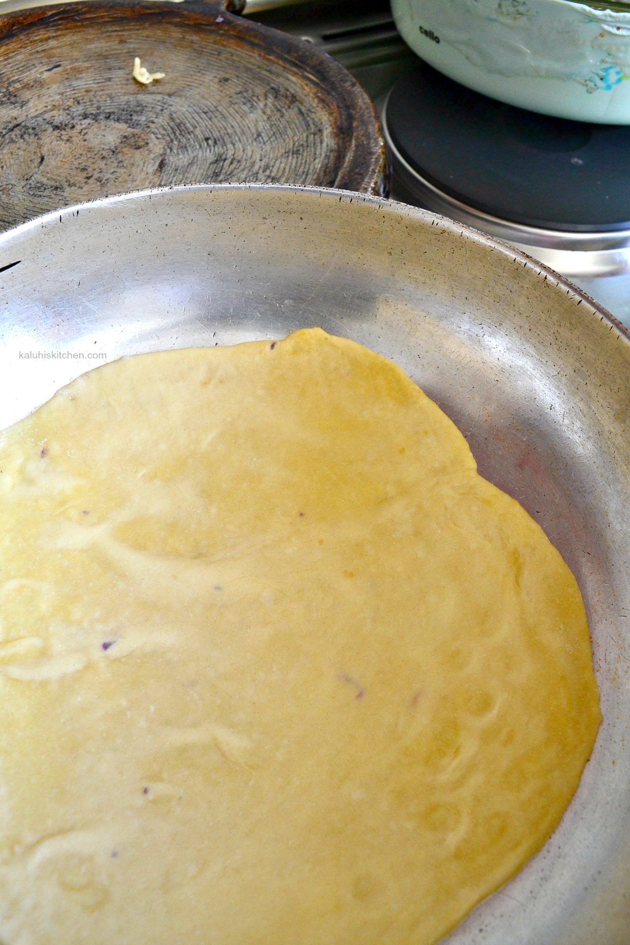 allow each side to have 2-3 minutes on the pan. This allows the chapati to cook through and get a nice golden crust_kaluhiskitchen.com