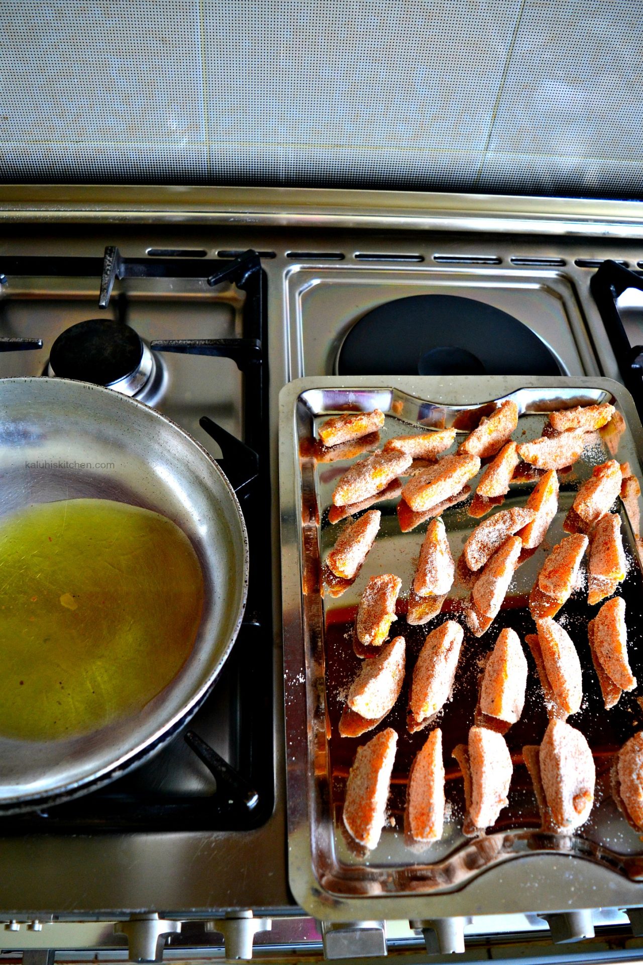 ensure the oil is very hot before proceeding to fry. this will prevent excess oil from being soaked up by the potatoes