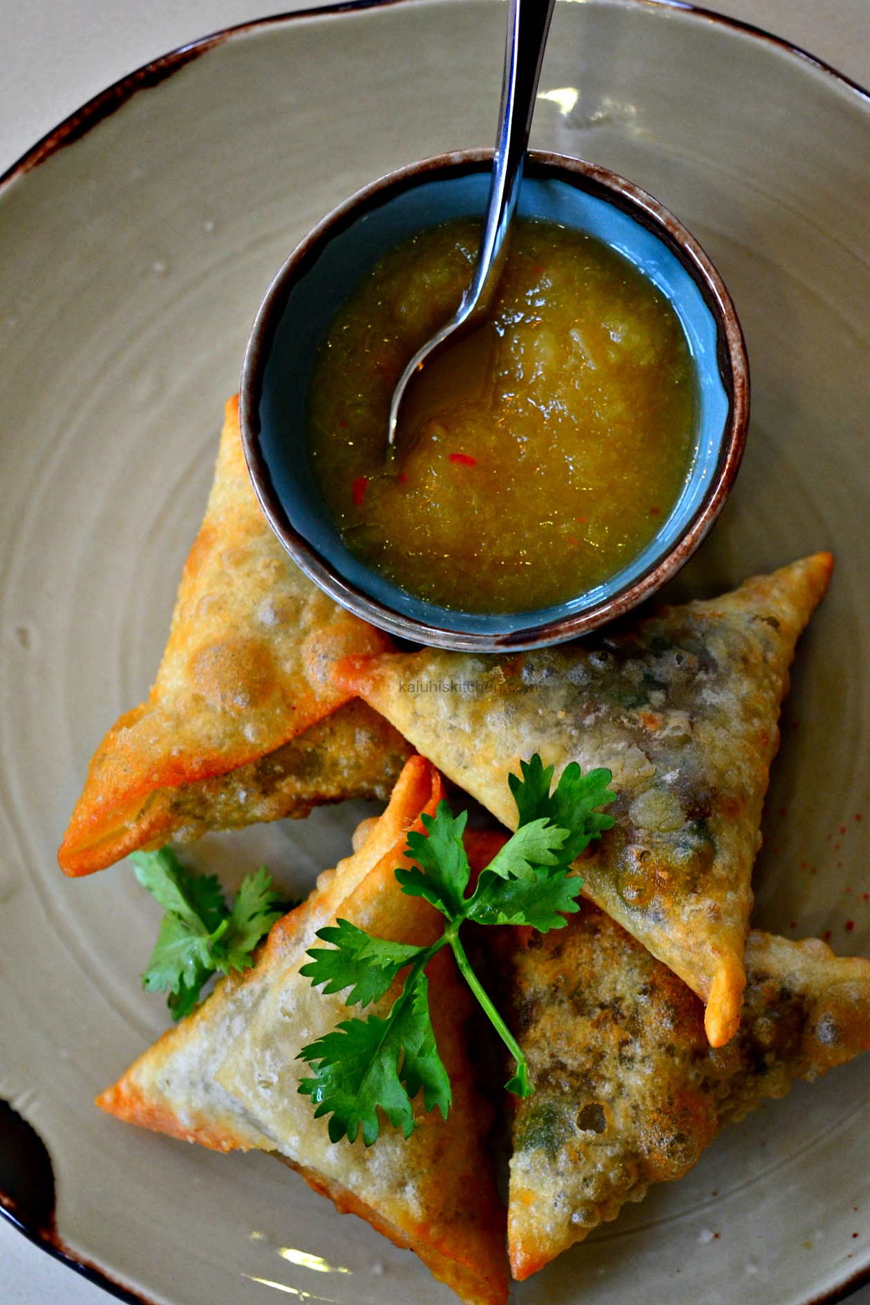 best kenyan restaurants in Nairobi_pineapple chutney with lamb samosa_kaluhiskitchen.com