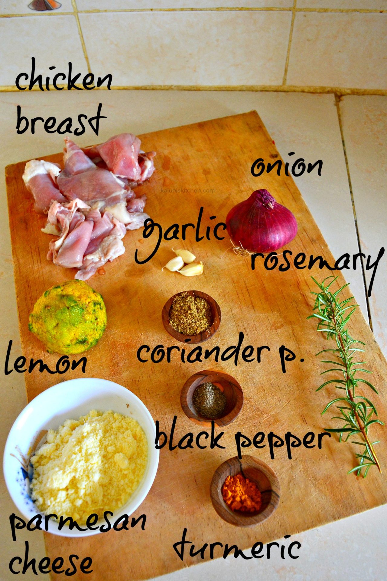 ingredients fo lemon rosemary chicken strips_kaluhiskitchen.com _chicken strips_african food blogs