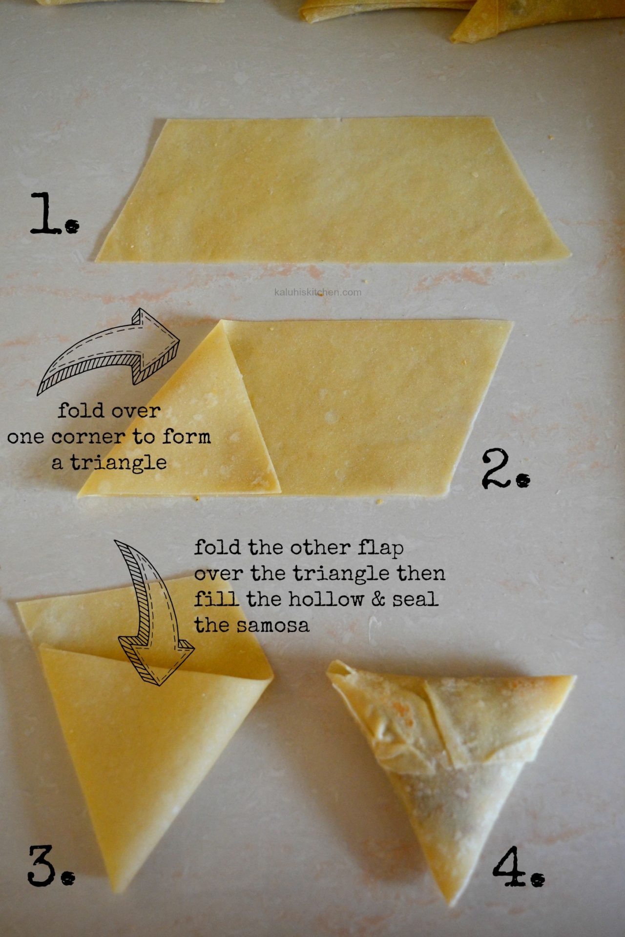 How to fold a samosa pastry_how to make a samosa_how to make samosas_kaluhiskitchen.com
