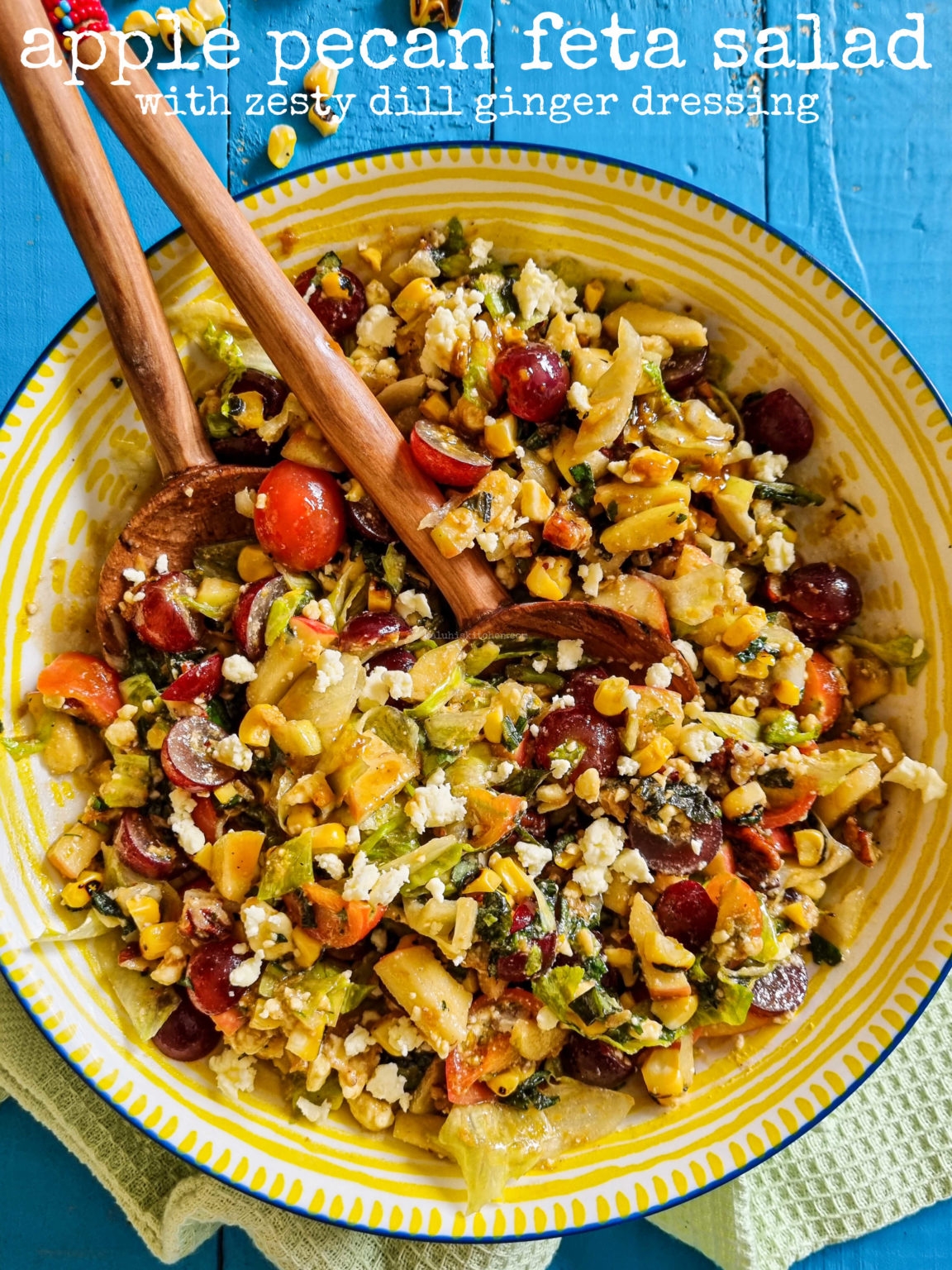 Apple Pecan Feta Salad with Zesty Dill Ginger Dressing Kaluhi's Kitchen